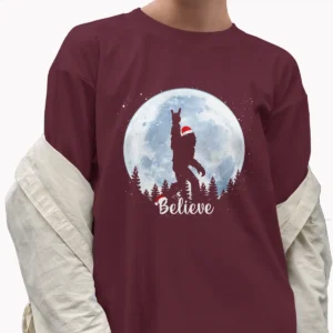 Rock Roll Bigfoot Full Moon Christmas Shirt Funny