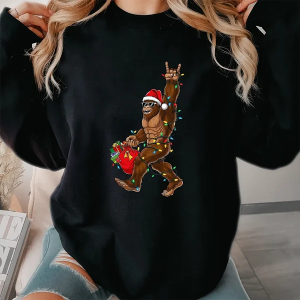 Rockin' Christmas Bigfoot Shirt Believe Sasquatch Gift Funny