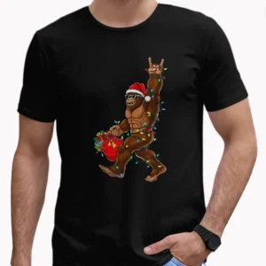 Rockin' Christmas Bigfoot Shirt Believe Sasquatch Gift Funny