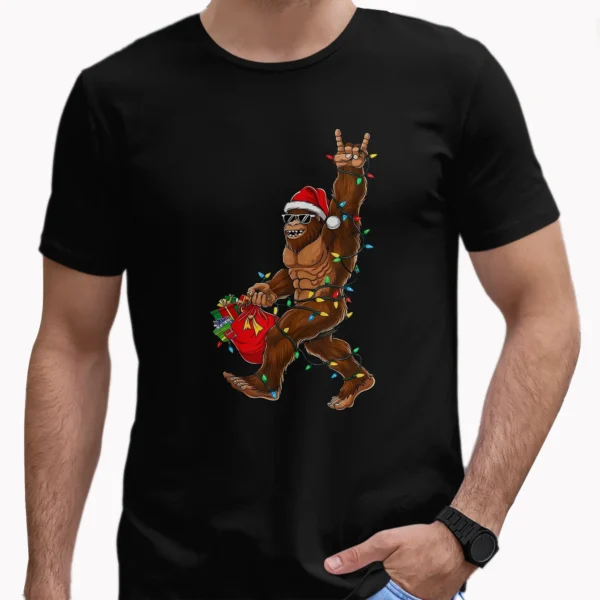 Rockin' Christmas Bigfoot Shirt Believe Sasquatch Gift Funny