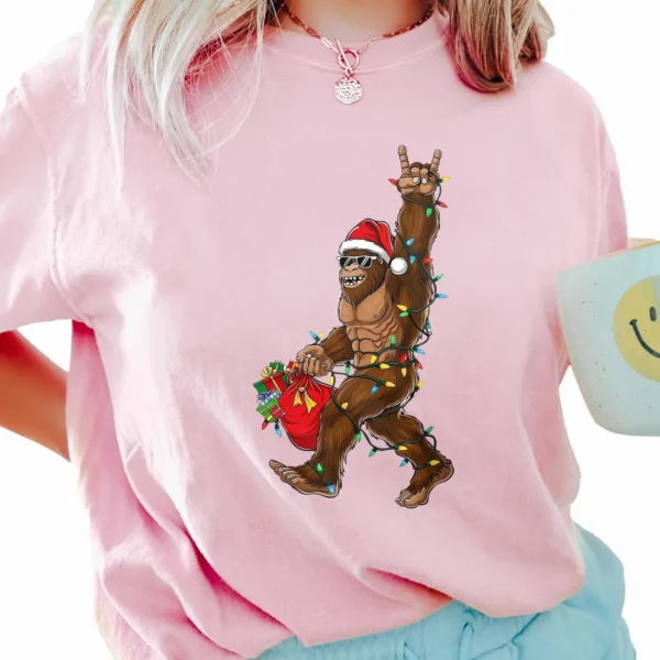 Rockin' Christmas Bigfoot Shirt Believe Sasquatch Gift Funny