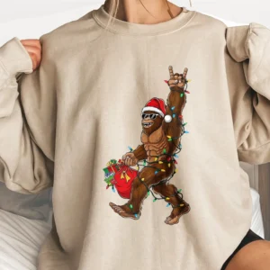 Rockin' Christmas Bigfoot Shirt Believe Sasquatch Gift Funny