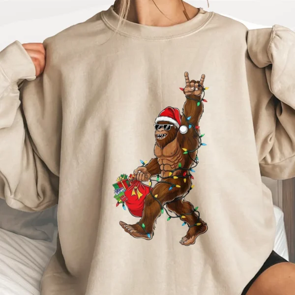 Rockin' Christmas Bigfoot Shirt Believe Sasquatch Gift Funny