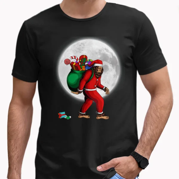 Santa Bigfoot Full Moon Christmas Shirt Funny Sasquatch Gift