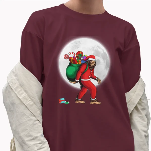 Santa Bigfoot Full Moon Christmas Shirt Funny Sasquatch Gift