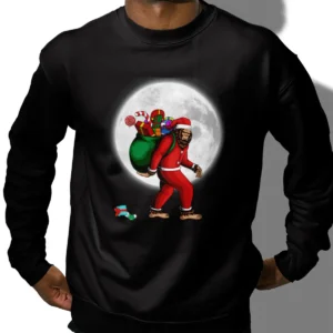 Santa Bigfoot Full Moon Christmas Shirt Funny Sasquatch Gift