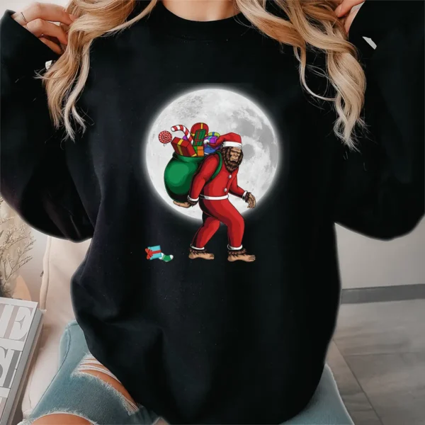Santa Bigfoot Full Moon Christmas Shirt Funny Sasquatch Gift