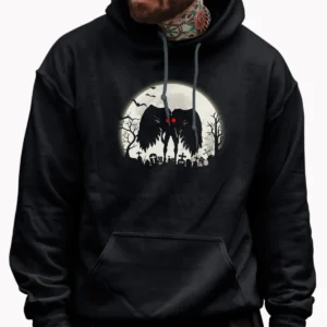 Spooky Mothman in Graveyard Halloween Shirt Creepy Cryptid Moon Tee
