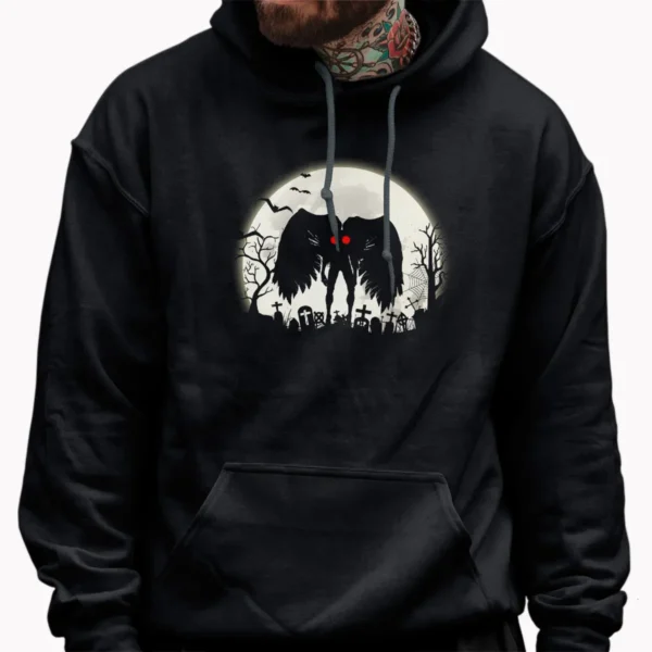 Spooky Mothman in Graveyard Halloween Shirt Creepy Cryptid Moon Tee
