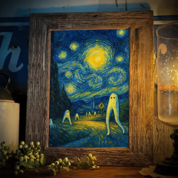 Starry Night Fresno Nightcrawler Poster Funny Cryptid Art Wall Decor