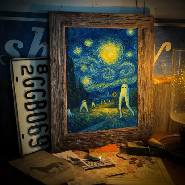 Starry Night Fresno Nightcrawler Poster Funny Cryptid Art Wall Decor