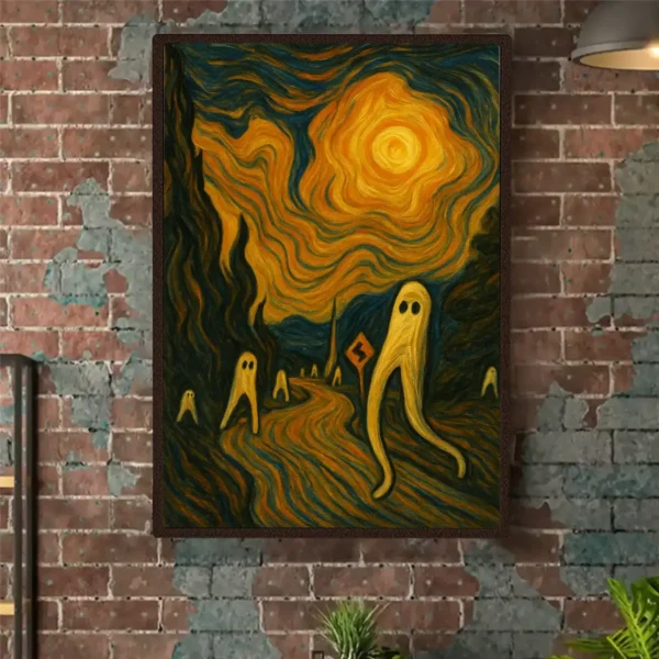 Trippy Fresno Nightcrawler Poster Weird Surrealist & Psychedelic Wall Art
