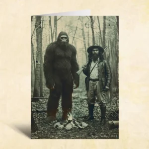 Personalized Bigfoot 1910s Portrait Card Custom Photo & Text Christmas Greeting Card Gift