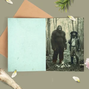 Personalized Bigfoot 1910s Portrait Card Custom Photo & Text Christmas Greeting Card Gift