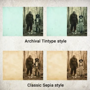 Personalized Bigfoot 1910s Portrait Card Custom Photo & Text Christmas Greeting Card Gift