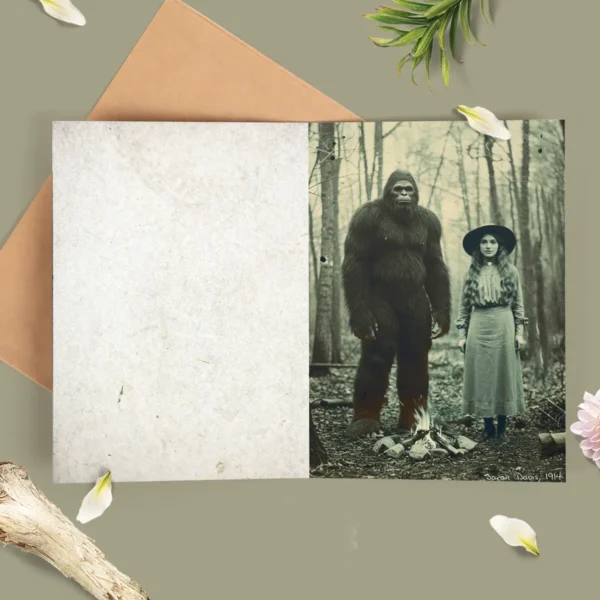 Personalized Bigfoot 1910s Portrait Card Custom Photo & Text Unique Historical Christmas Greeting Card Gift