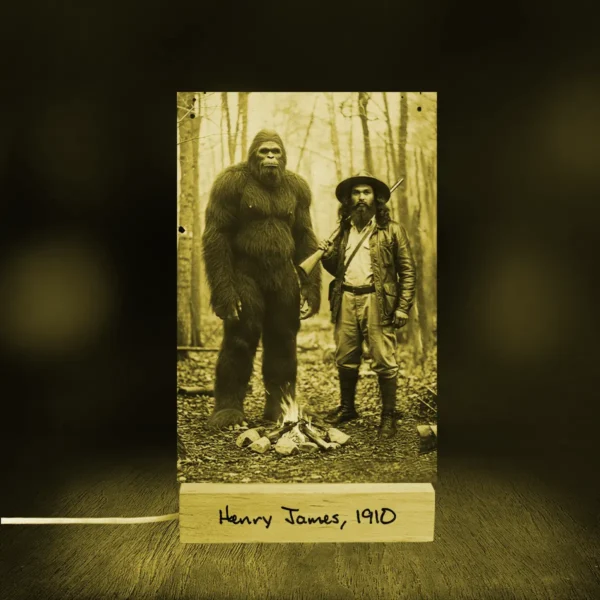 Personalized Bigfoot 1910s Portrait LED Lamp Custom Photo & Text Christmas Night Light Gift