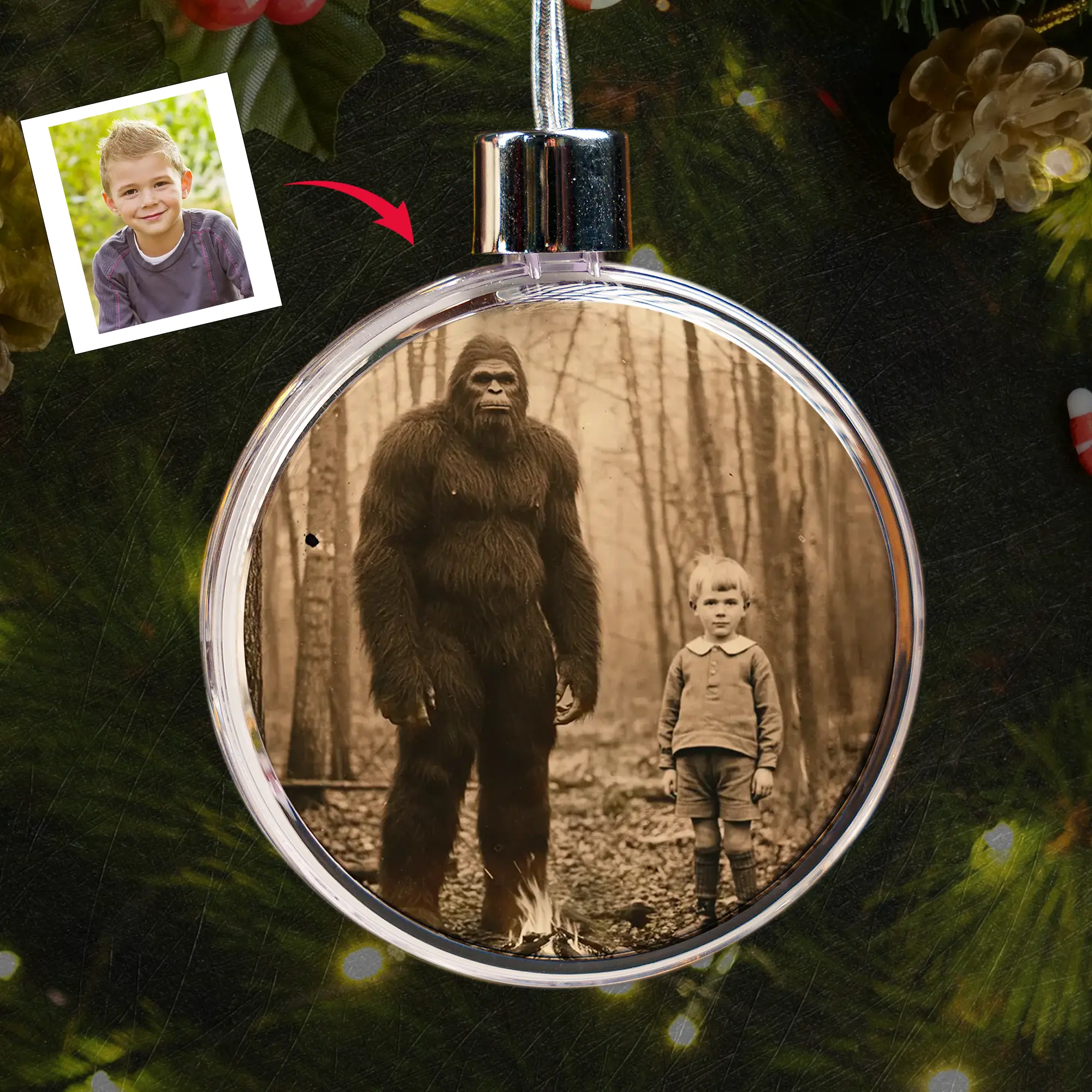 Personalized Bigfoot 1910s Portrait Ornament | Custom Art From Your Photo, Unique Historical Christmas Gift 10 Personalized Bigfoot 1910s Portrait Ornament Custom Art From Your Photo, Unique Historical Gift