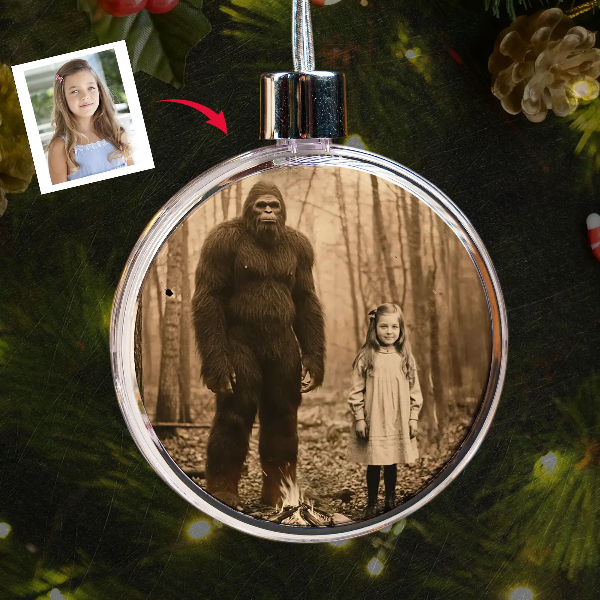 Personalized Bigfoot 1910s Portrait Ornament | Custom Art From Your Photo, Unique Historical Christmas Gift 12 Personalized Bigfoot 1910s Portrait Ornament Custom Art From Your Photo, Unique Historical Gift