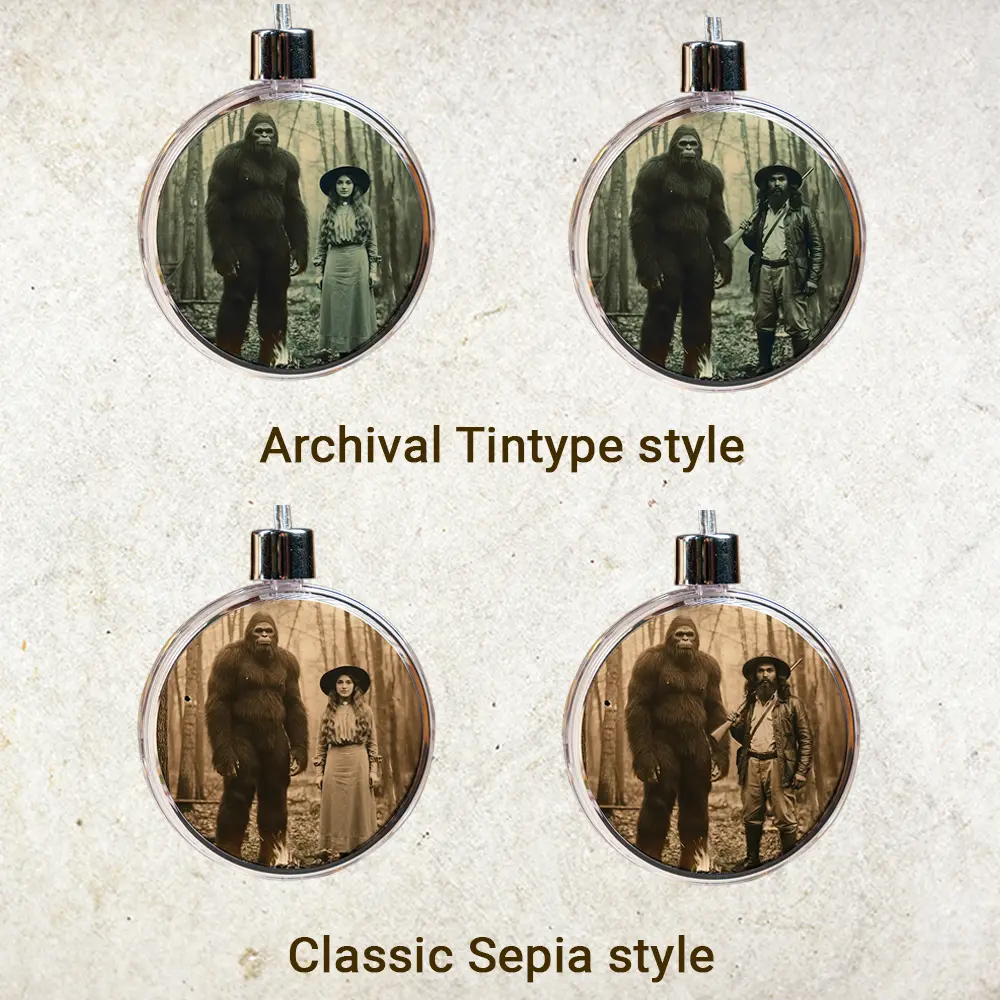 Personalized Bigfoot 1910s Portrait Ornament | Custom Art From Your Photo, Unique Historical Christmas Gift 2 Personalized Bigfoot 1910s Portrait Ornament Custom Art From Your Photo, Unique Historical Gift