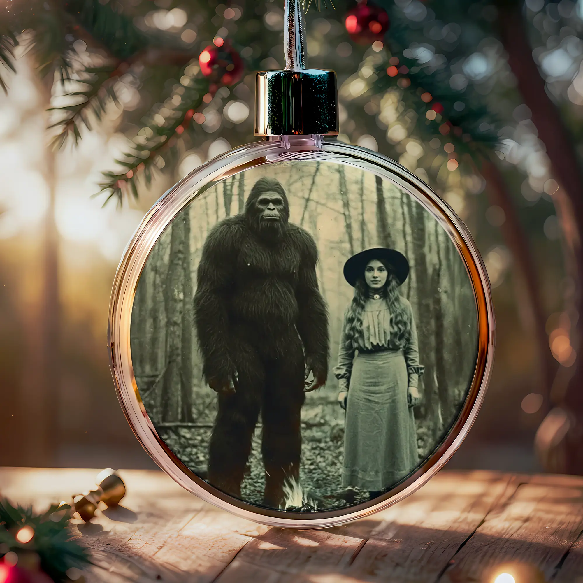 Personalized Bigfoot 1910s Portrait Ornament | Custom Art From Your Photo, Unique Historical Christmas Gift 3 Personalized Bigfoot 1910s Portrait Ornament Custom Art From Your Photo, Unique Historical Gift