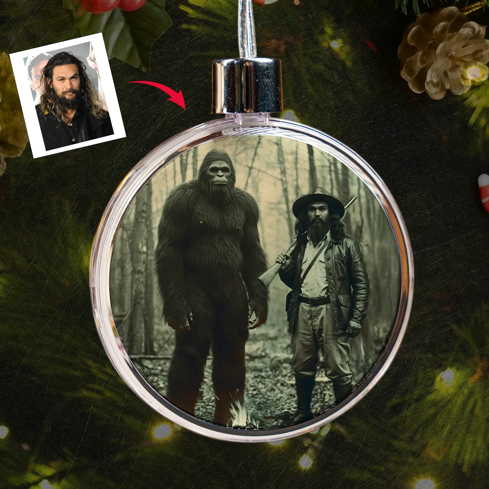 Personalized Bigfoot 1910s Portrait Ornament | Custom Art From Your Photo, Unique Historical Christmas Gift 6 Personalized Bigfoot 1910s Portrait Ornament Custom Art From Your Photo, Unique Historical Gift