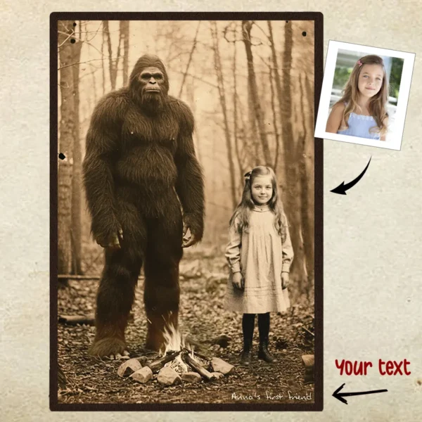 Personalized Bigfoot 1910s Portrait Poster Custom Photo & Text Historical Wall Decor Christmas Gift