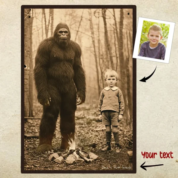 Personalized Bigfoot 1910s Portrait Poster Custom Photo & Text Historical Wall Decor Christmas Gift