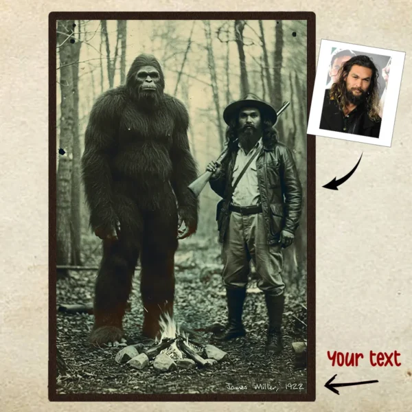 Personalized Bigfoot 1910s Portrait Poster Custom Photo & Text Historical Wall Decor Christmas Gift