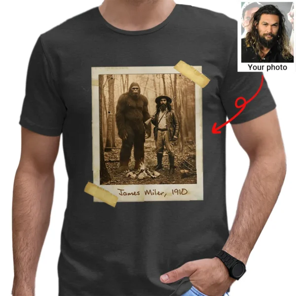 Personalized Bigfoot 1910s Portrait Shirt Custom Historical Photo Tee, Unique Christmas Gift for Him or Her
