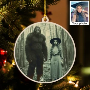 Personalized Bigfoot 1910s Portrait Wooden Ornament Custom Historical Art From Photo