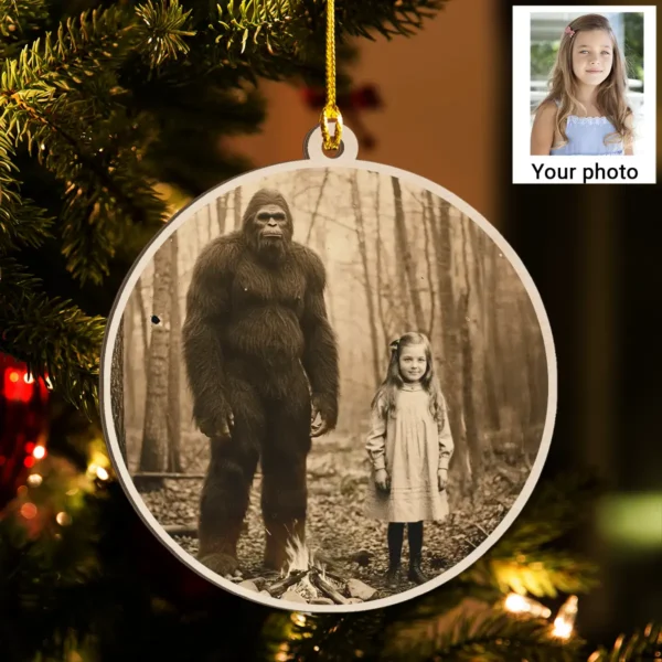 Personalized Bigfoot 1910s Portrait Wooden Ornament Custom Historical Art From Photo, Unique Christmas Gift For Him or Her