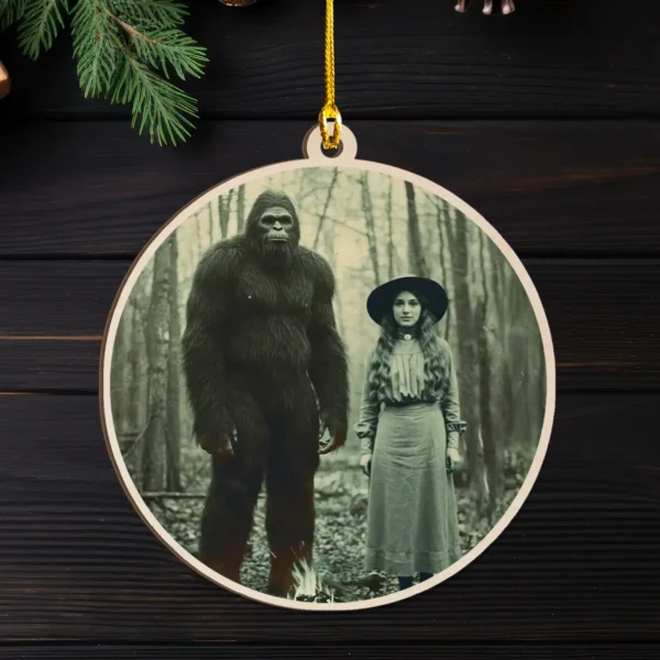 Personalized Bigfoot 1910s Portrait Wooden Ornament Custom Historical Art From Photo, Unique Christmas Gift For Him or Her