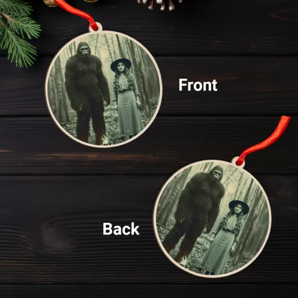 Personalized Bigfoot 1910s Portrait Wooden Ornament Custom Historical Art From Photo, Unique Christmas Gift For Him or Her
