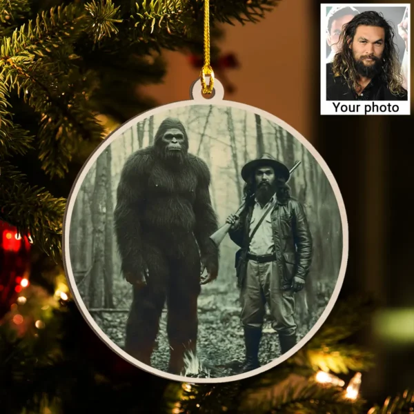 Personalized Bigfoot 1910s Portrait Wooden Ornament Custom Historical Art From Photo, Unique Christmas Gift For Him or Her
