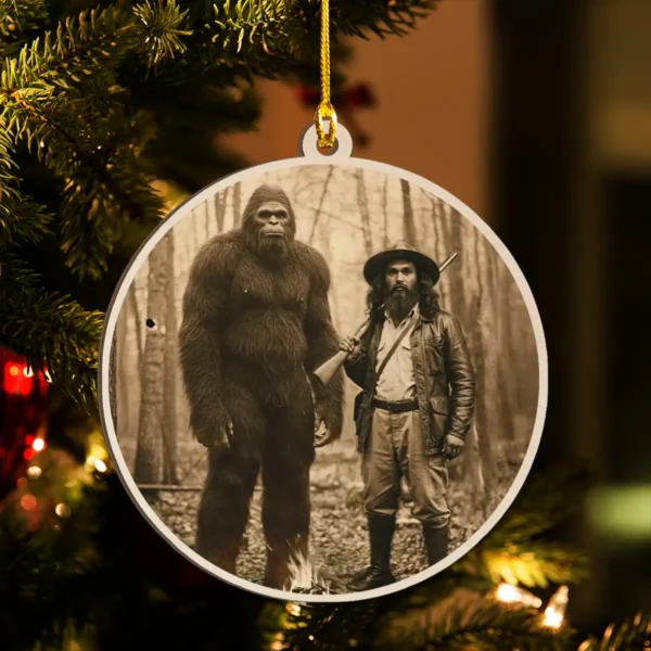 Personalized Bigfoot 1910s Portrait Wooden Ornament Custom Historical Art From Photo, Unique Christmas Gift For Him or Her