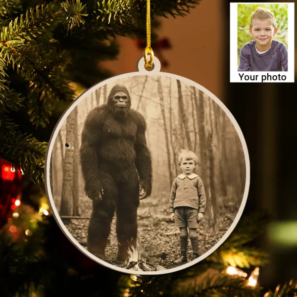 Personalized Bigfoot 1910s Portrait Wooden Ornament Custom Historical Art From Photo, Unique Christmas Gift For Him or Her