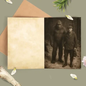 Personalized Bigfoot 1920s Photo Christmas Card Custom Face Vintage Greeting Card