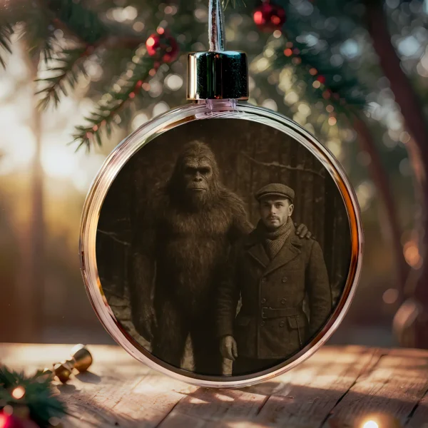 Personalized Bigfoot 1920s Photo Christmas Ornament Custom Face Vintage Gift