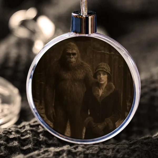 Personalized Bigfoot 1920s Photo Christmas Ornament Custom Face Vintage Gift
