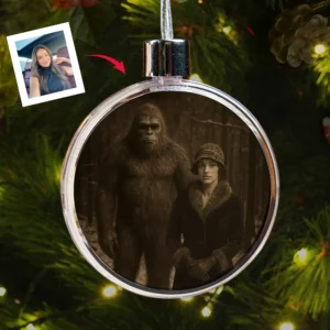 Personalized Bigfoot 1920s Photo Christmas Ornament Custom Face Vintage Gift