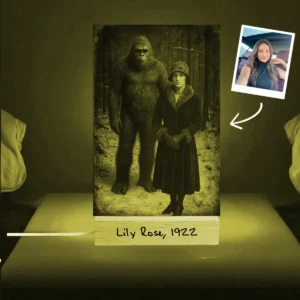 Personalized Bigfoot 1920s Photo LED Lamp Custom Face & Engraved Base Night Light