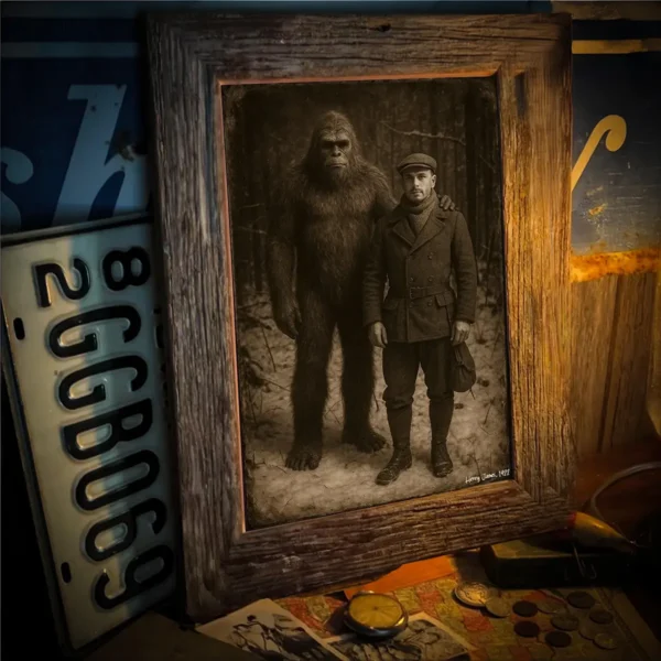Personalized Bigfoot 1920s Photo Poster Custom Face Vintage Wall Art