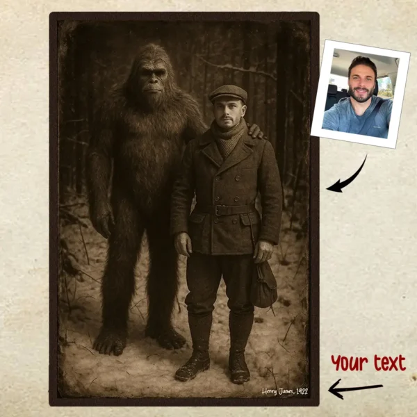 Personalized Bigfoot 1920s Photo Poster Custom Face Vintage Wall Art