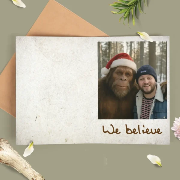 Personalized Bigfoot Photo Christmas Card Funny Custom Sasquatch Greeting Card