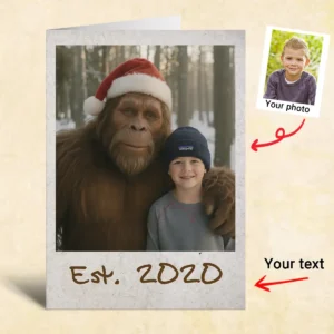 Personalized Bigfoot Photo Christmas Card Funny Custom Sasquatch Greeting Card