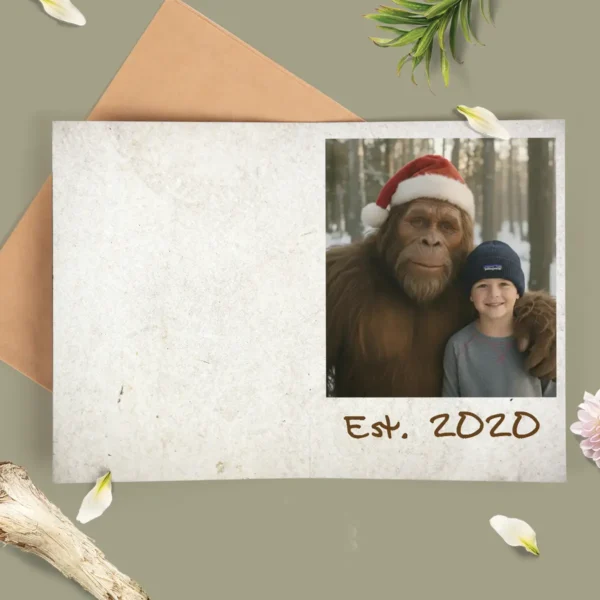 Personalized Bigfoot Photo Christmas Card Funny Custom Sasquatch Greeting Card