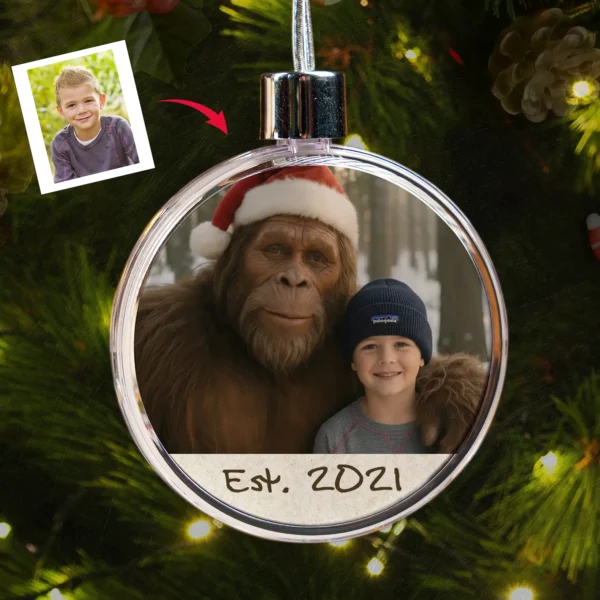 Personalized Bigfoot Photo Christmas Ornament Custom Face & Text Gift