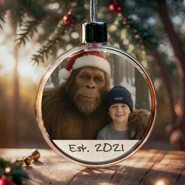 Personalized Bigfoot Photo Christmas Ornament Custom Face & Text Gift