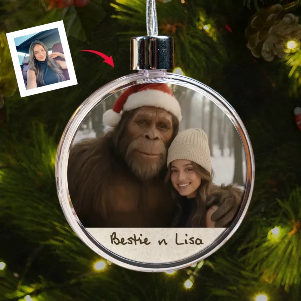 Personalized Bigfoot Photo Christmas Ornament Custom Face & Text Gift